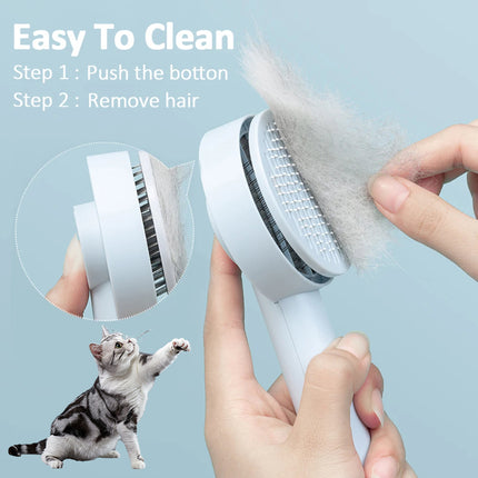 Self-Cleaning Pet Needle Comb Hair Remover Brush for Dogs & Cats with Massage Pins