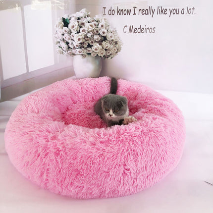 Plush Donut Pet Nest Bed – Soft Calming Round Bed for Dogs & Cats in Multiple Sizes