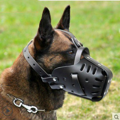 Cowhide Dog Muzzle for Medium & Large Dogs – Durable Leather Basket Muzzle for Bite Prevention