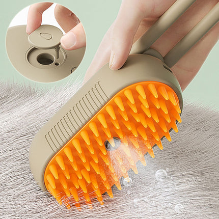 3-in-1 Electric Steam Pet Grooming Brush with Spray & Massage – USB Rechargeable Hair Removal Comb for Dogs