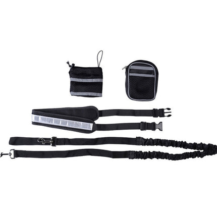 Adjustable Hands-Free Dog Running Leash with Waist Belt – Nylon Retractable Traction Set