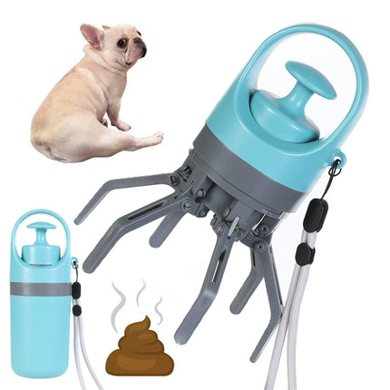 Portable Dog Pooper Scooper with Built-in Poop Bag Dispenser, Lightweight Eight-Claw Waste Pickup Tool