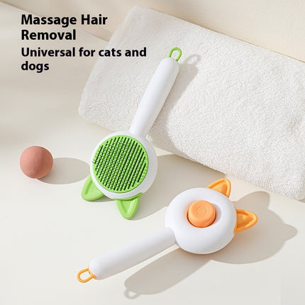 Self-Cleaning Pet Hair Removal Massage Brush for Cats & Dogs | Stainless Steel Dematting Comb