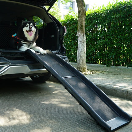 Foldable Portable Dog Car Ramp – Heavy-Duty Pet Ladder for SUV, Truck & Bikes (Black)