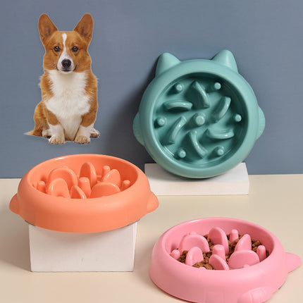 Pet Dog & Cat Slow Feeder Bowl – Anti-Choking Anti-Gulping Interactive Feeding Dish