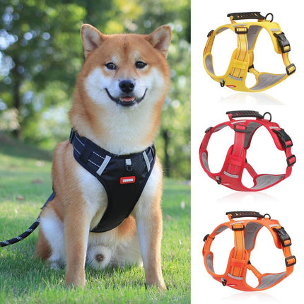 Nylon Dog Harness No Pull Breathable Reflective Pet Harness Vest for Small and Large Dogs Outdoor Running Training