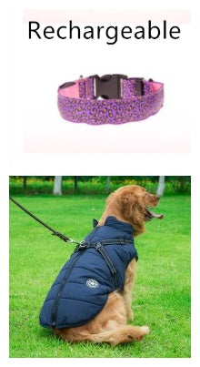 LED Safety Dog Collar – Adjustable Nylon Leopard Print Pet Collar