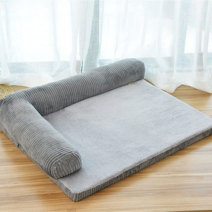 Corduroy Pet Dog Bed – High-Density Sponge Sofa, Non-Slip Soft Couch for Small to Large Dogs