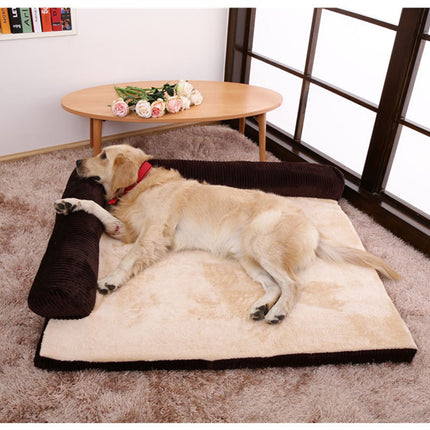 Corduroy Pet Dog Bed – High-Density Sponge Sofa, Non-Slip Soft Couch for Small to Large Dogs