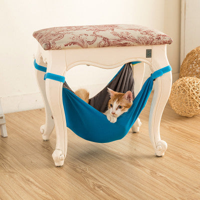 Under Chair Cat Hammock Hanging Bed – Breathable Cotton Cat Lounger Sofa Cushion