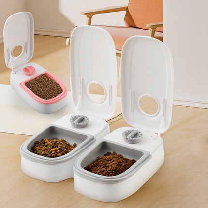 Automatic Pet Feeder Gravity Food Dispenser for Cats & Dogs – Single or Double Meal Timer Feeder