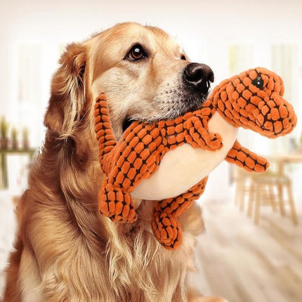 Dinosaur Plush Dog Toy with Squeaker – Interactive Chew Toy for Dogs