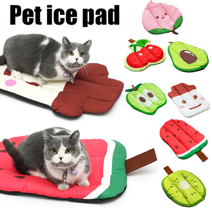 Dog & Cat Cooling Mat – Ice Silk Self-Cooling Pet Bed Cushion with Fruit Designs for Summer
