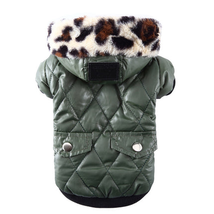 Cross-Border Pet Clothes Dog Coat with Fur Collar | Autumn Winter Warm Pet Dog Clothing