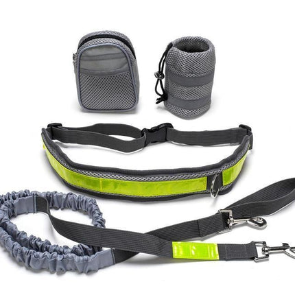 Adjustable Hands-Free Dog Running Leash with Waist Belt – Nylon Retractable Traction Set