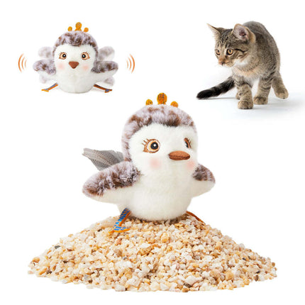 Interactive Flapping Bird Cat Toy – USB Rechargeable Plush Bird with Sound for Indoor Cats