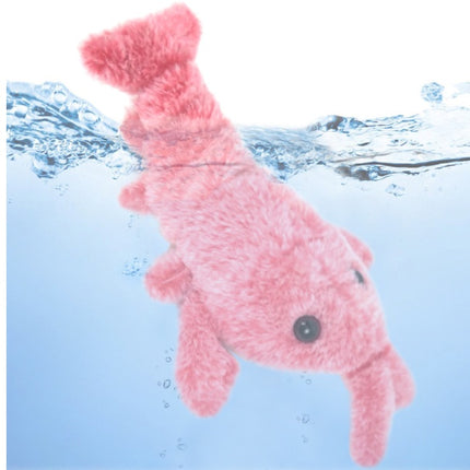 Electric Jumping Shrimp Cat Toy – USB Rechargeable Interactive Plush Lobster with Touch-Activated Swing Modes