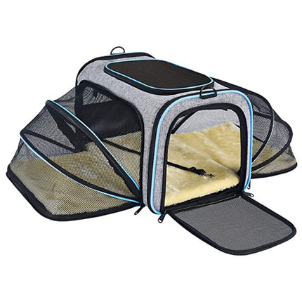 Airline Approved Expandable Pet Carrier for Cats & Dogs – Foldable Soft-Sided Travel Bag with Reflective Strips
