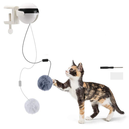 Electric Automatic Lifting Motion Cat Toy – Interactive Smart Teaser Ball with Rabbit Hair for Indoor Cats