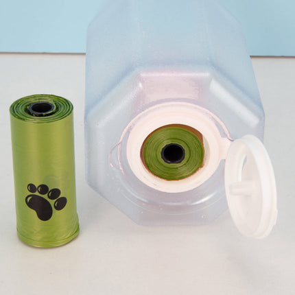 Portable 3-in-1 Dog & Cat Water Bottle with Food Feeder and Poop Bag Dispenser – Leak-Proof Pet Travel Cup