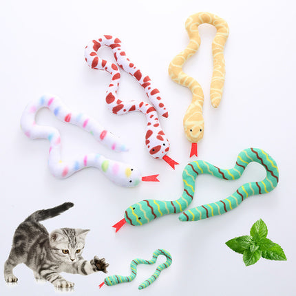 Cat Toy Mint Plush Snake – Soft Chew Toy for Cats with Catnip, Interactive Biting Pet Toy
