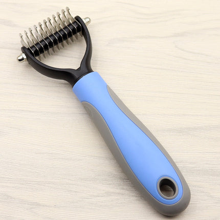 Double-Sided Dog Knot Comb for Long-Haired Dogs – Stainless Steel Deshedding & Dematting Grooming Tool