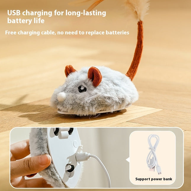 Electric Plush Mouse Cat Toy | Self-Moving Interactive Teaser for Cats