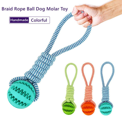 Dog Rope Chew Toy with Rubber Ball – Interactive Bite-Resistant Tooth Cleaning Toy for Small & Medium Dogs