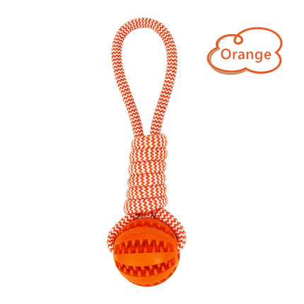Dog Rope Chew Toy with Rubber Ball – Interactive Bite-Resistant Tooth Cleaning Toy for Small & Medium Dogs