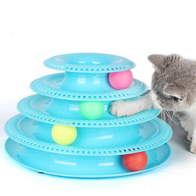 Interactive 4-Layer Cat Turntable Ball Track Toy – Multi-Level Puzzle & Play Tower