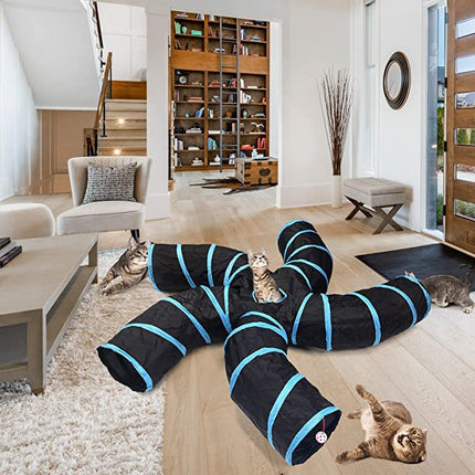 Tree Pattern Multi-Channel Cat Tunnel Toy – 3-Way Interactive Play Tunnel for Cats & Small Pets