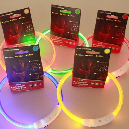 Pet Flashing LED Collar USB Rechargeable Glowing Safety Necklace for Night Walking Dogs