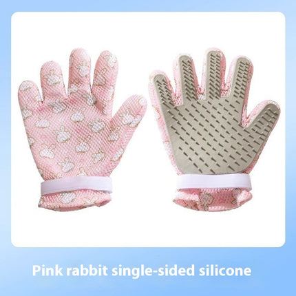 Double-Sided Silicone Cat Petting & Bath Grooming Gloves – Hair Removal Massage Glove (Left & Right Hand)