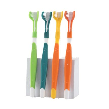 Three-Sided Pet Toothbrush for Dogs & Cats, Soft Bristle Oral Cleaning Brush