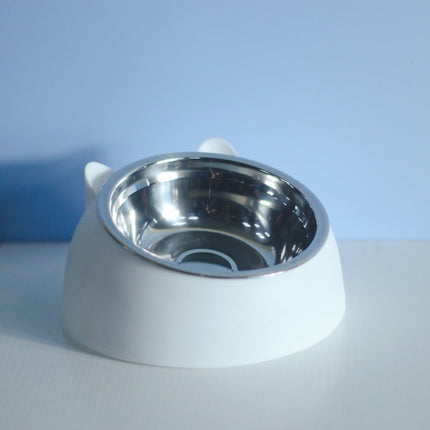 Stainless Steel Cat & Dog Double Bowl with Automatic Water Refill – Oblique Mouth Cervical Protection Pet Feeding Basin