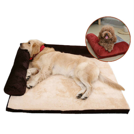 Corduroy Pet Dog Bed – High-Density Sponge Sofa, Non-Slip Soft Couch for Small to Large Dogs