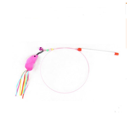 Handmade Wooden Cat Stick Toy Set | Mouse, Feather, Sisal Ball & Interactive Cat Toys