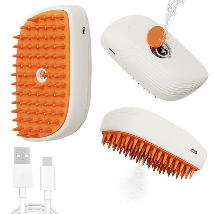 USB Rechargeable Pet Steam Grooming Brush Spray Massage Comb for Cats – Gentle Hair Cleaning & Shedding Control