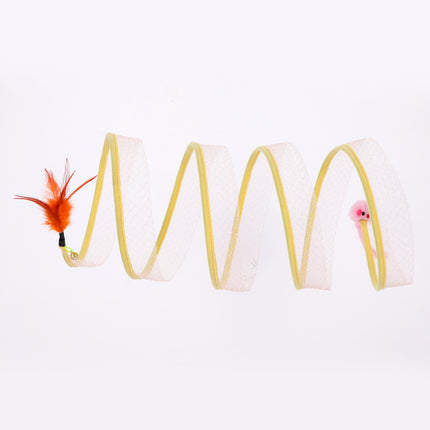 Foldable Cat Play Tunnel with Mouse & Feather | Interactive Kitten Tunnel Toy Set