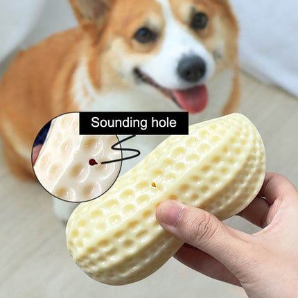 Funny Peanut-Shaped Squeaky Dog Toy – Bite-Resistant Rubber Chew Toy for Small & Medium Dogs