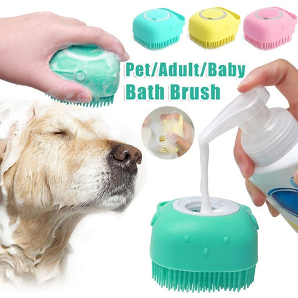 Silicone Dog Bath Massage Gloves | Pet Grooming Brush & Shampoo Dispenser for Dogs and Cats
