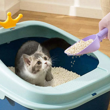 Cat Litter Scoop with Hidden Garbage Bag Storage & Base – Durable ABS Litter Shovel with Wall Mount