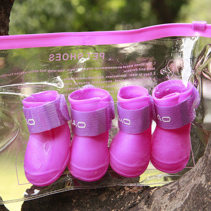 Waterproof Candy Pet Dog Shoes – Non-Slip Cartoon Rain Boots for Small and Large Dogs