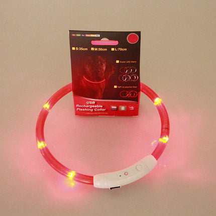 Pet Flashing LED Collar USB Rechargeable Glowing Safety Necklace for Night Walking Dogs