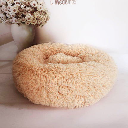 Plush Donut Pet Nest Bed – Soft Calming Round Bed for Dogs & Cats in Multiple Sizes