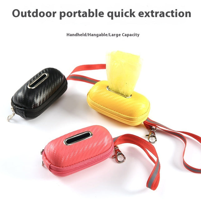 Outdoor Dog Walking Poop Bag Storage Dispenser with Clip & Wrist Strap