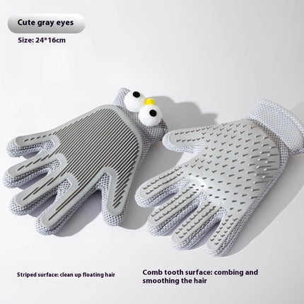 Double-Sided Silicone Cat Petting & Bath Grooming Gloves – Hair Removal Massage Glove (Left & Right Hand)