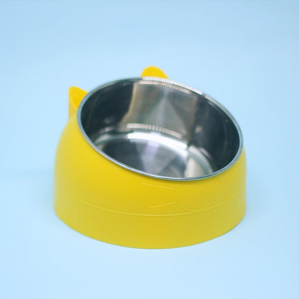Stainless Steel Cat & Dog Double Bowl with Automatic Water Refill – Oblique Mouth Cervical Protection Pet Feeding Basin