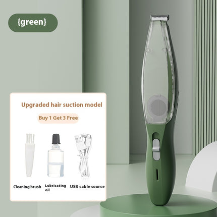 USB Rechargeable Pet Hair Suction Shaver with Vacuum Cleaner, Low Noise Grooming Trimmer for Cats & Dogs