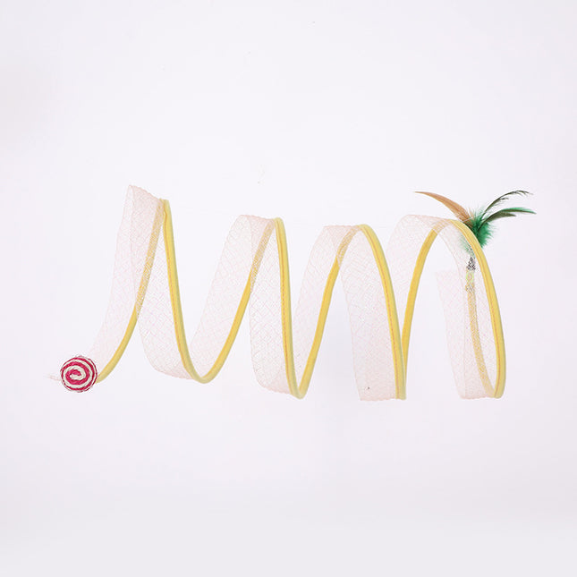 Foldable Cat Play Tunnel with Mouse & Feather | Interactive Kitten Tunnel Toy Set